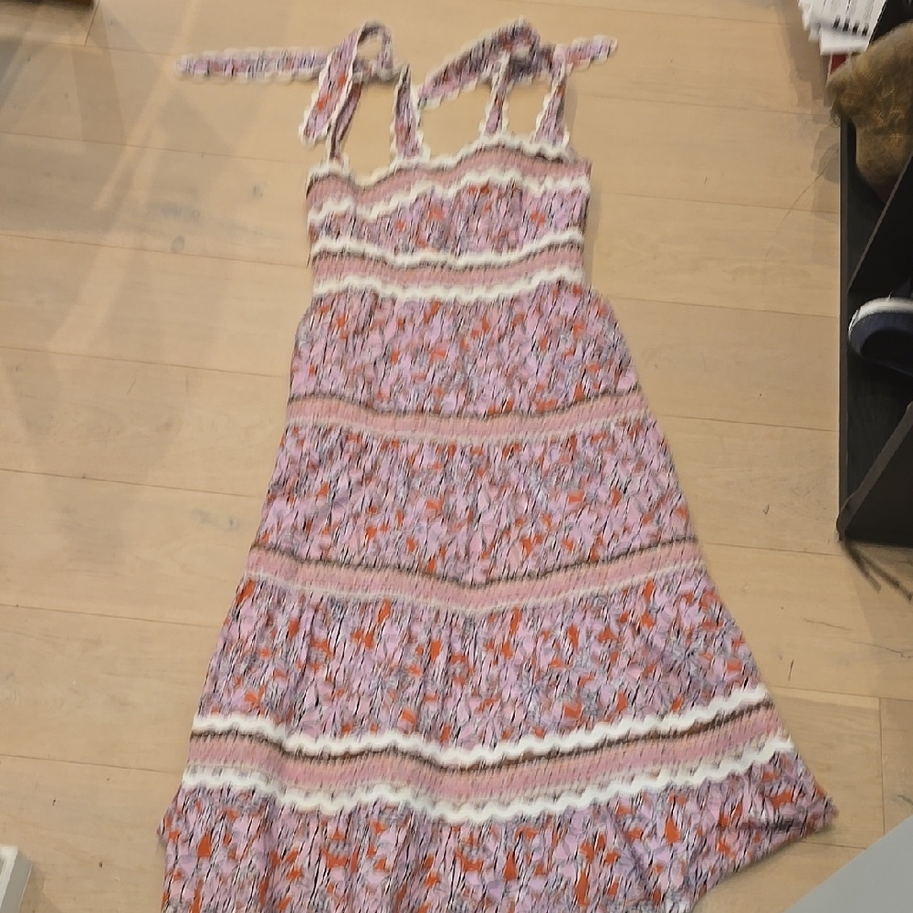 CeliaB Purple and White Midi Dress